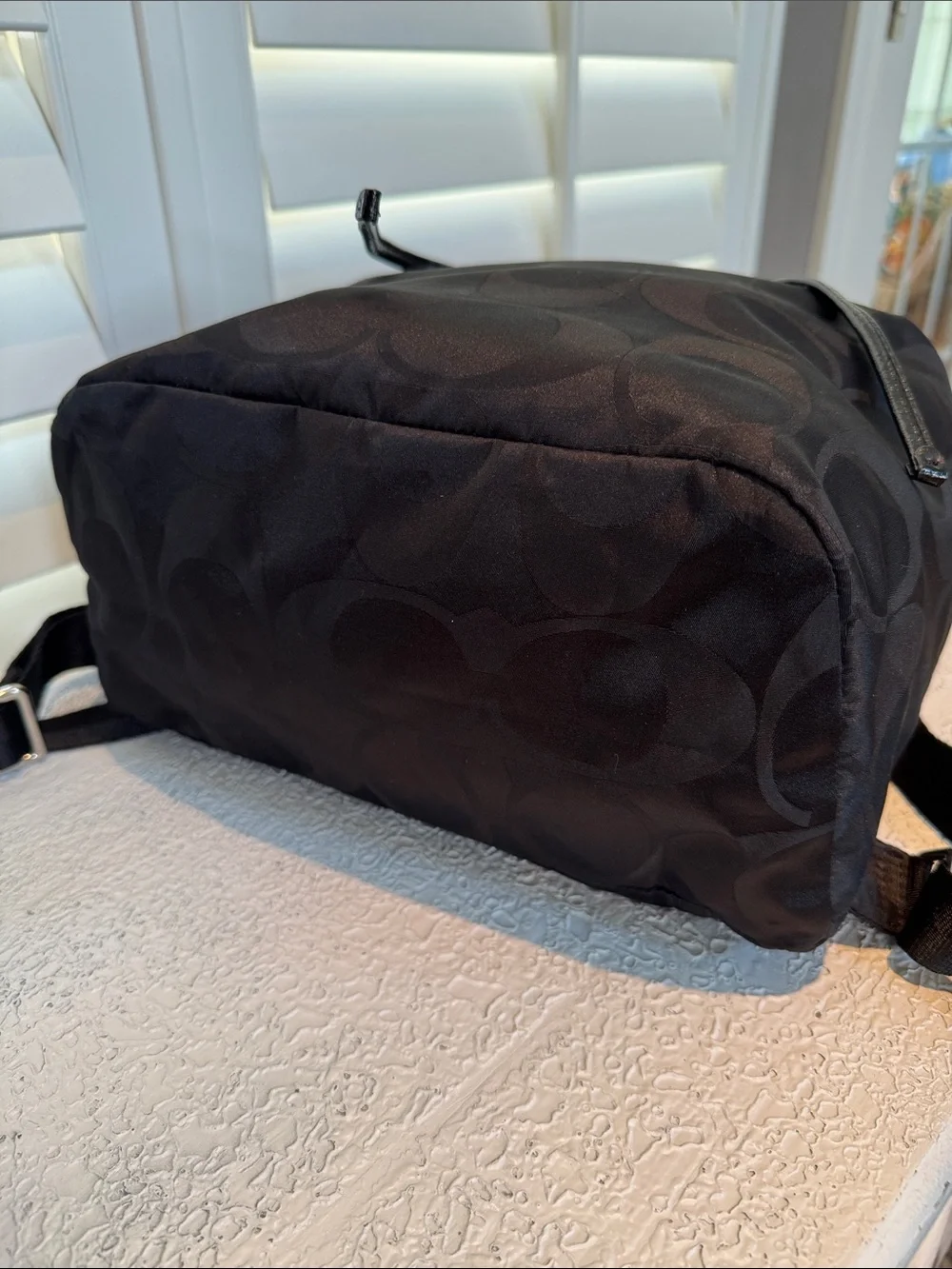Coach Black Signature Nylon Drawstring Backpack